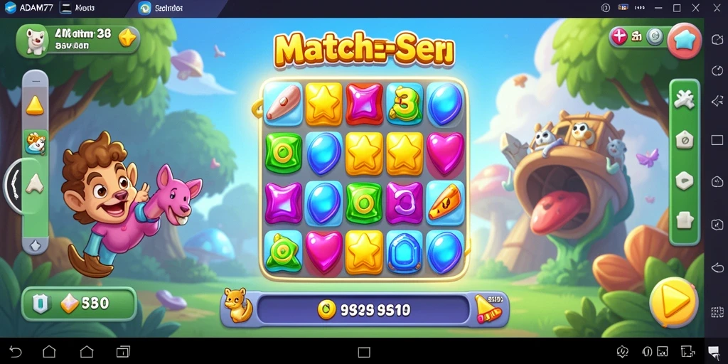 Screenshot utama ADAM77 menampilkan gameplay yang menantang dan ceria.