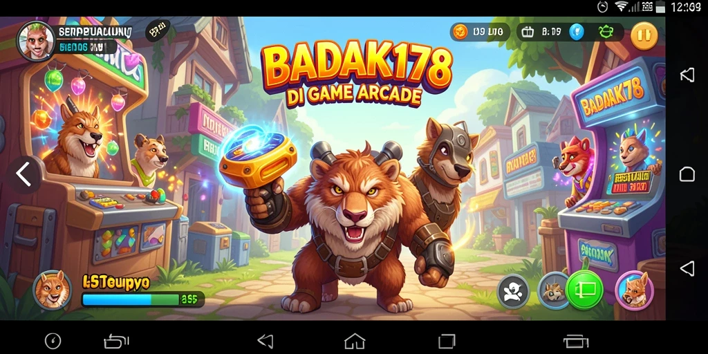 Tampilan gameplay arcade yang penuh warna dan seru.