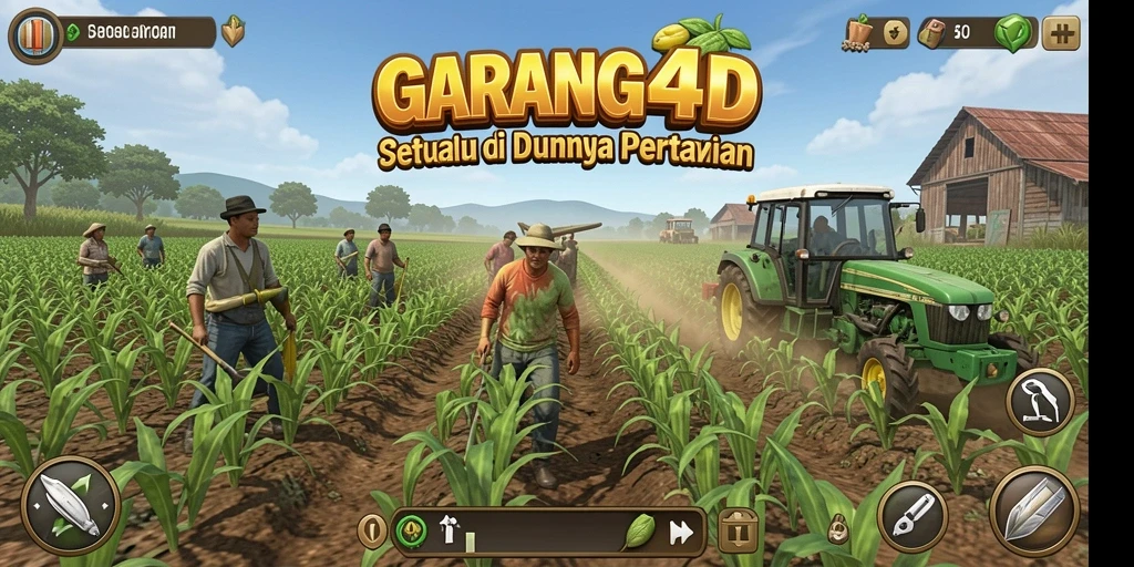 Screenshot menunjukkan gameplay menyenangkan di GARANG4D dengan aktivitas bertani.