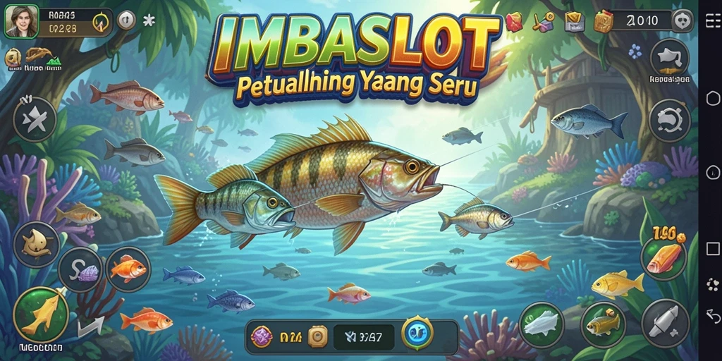 Screenshot gameplay IMBASLOT menampilkan aksi memancing yang seru.