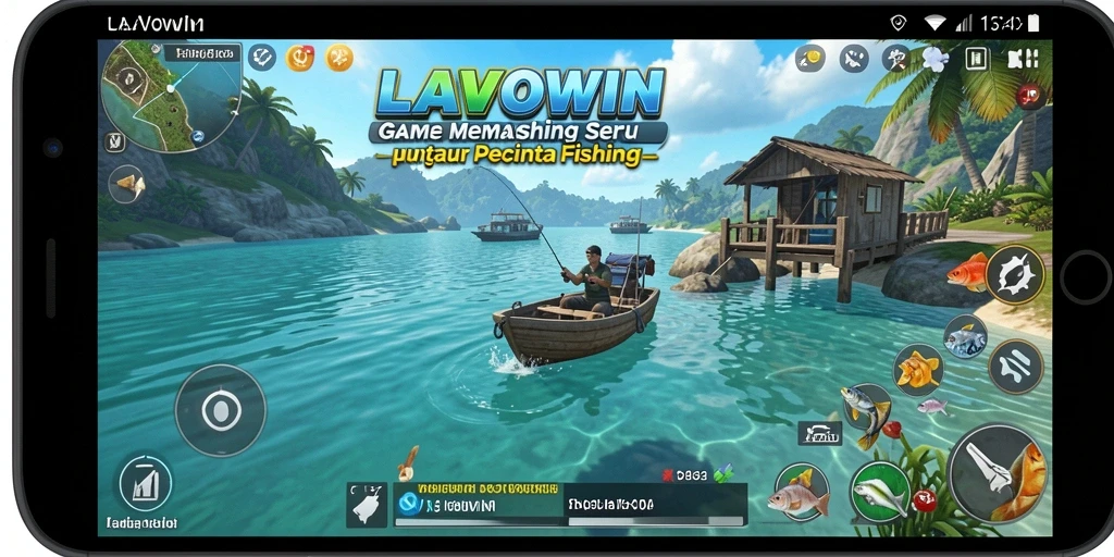 Gameplay seru dalam LAVOWIN menampilkan pengalaman Fishing yang realistis.