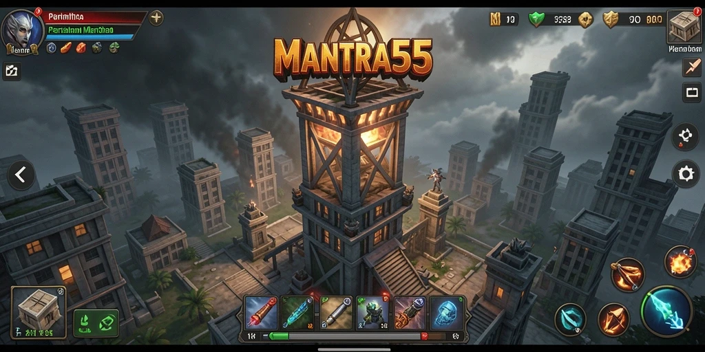 Gameplay seru di Tower Defense MANTRA55 terlihat jelas.