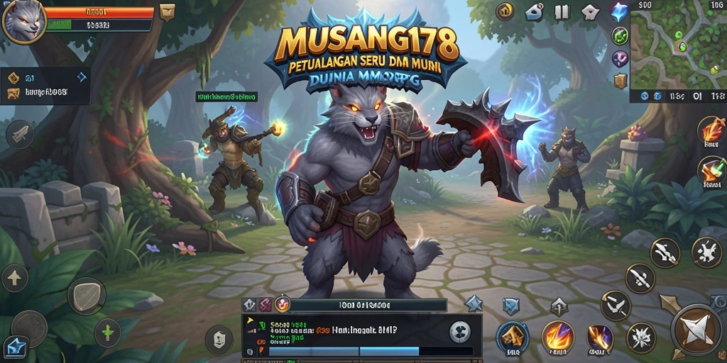 Tangkapan layar utama menunjukkan pertempuran seru dan interaksi di dunia MMORPG.