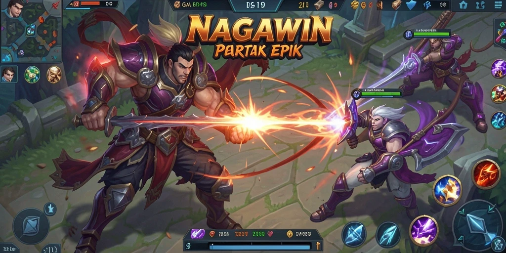 Tampilan gameplay seru dalam NAGAWIN dengan strategi dan pertarungan taktis.