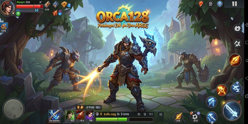 Screenshot gameplay ORCA128 menampilkan aksi seru dalam pertempuran ARPG.