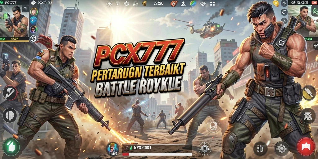 Tampilan aksi seru dalam gameplay Battle Royale PCX777.