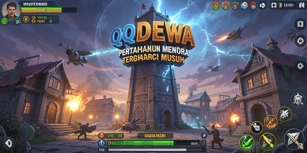 Tampilan menarik dari gameplay menara pertahanan di QQDEWA.
