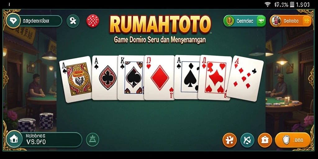 Screenshot gameplay RUMAHTOTO menampilkan keseruan bermain domino.