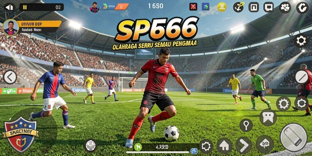 Tampilan utama gameplay SP666 dengan aksi seru di arena olahraga.