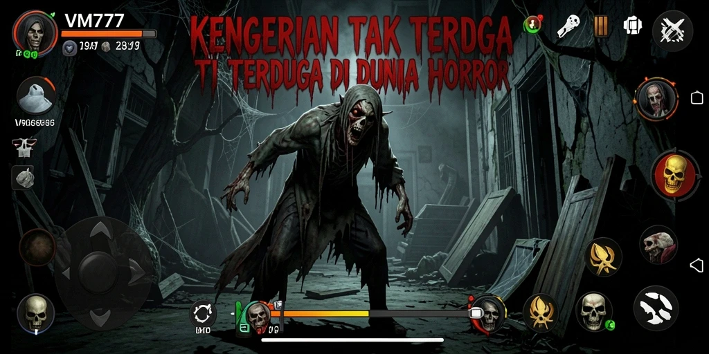 Tangkapan layar gameplay VM777 yang menakutkan dan mendebarkan.