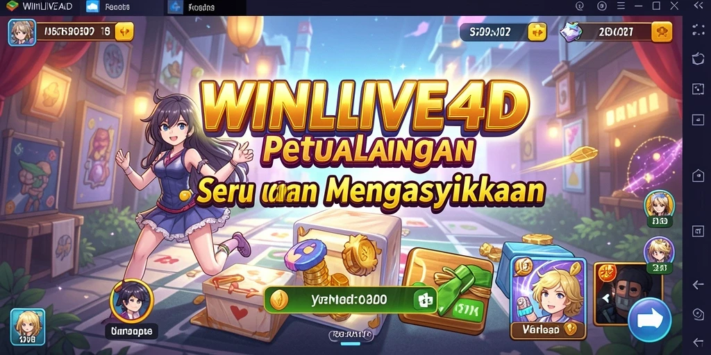 Screenshot gameplay WINLIVE4D yang menampilkan karakter anime yang menawan.